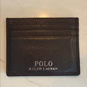 Polo Ralph Lauren Pebbled Leather Card Wallet, Brown,EUC